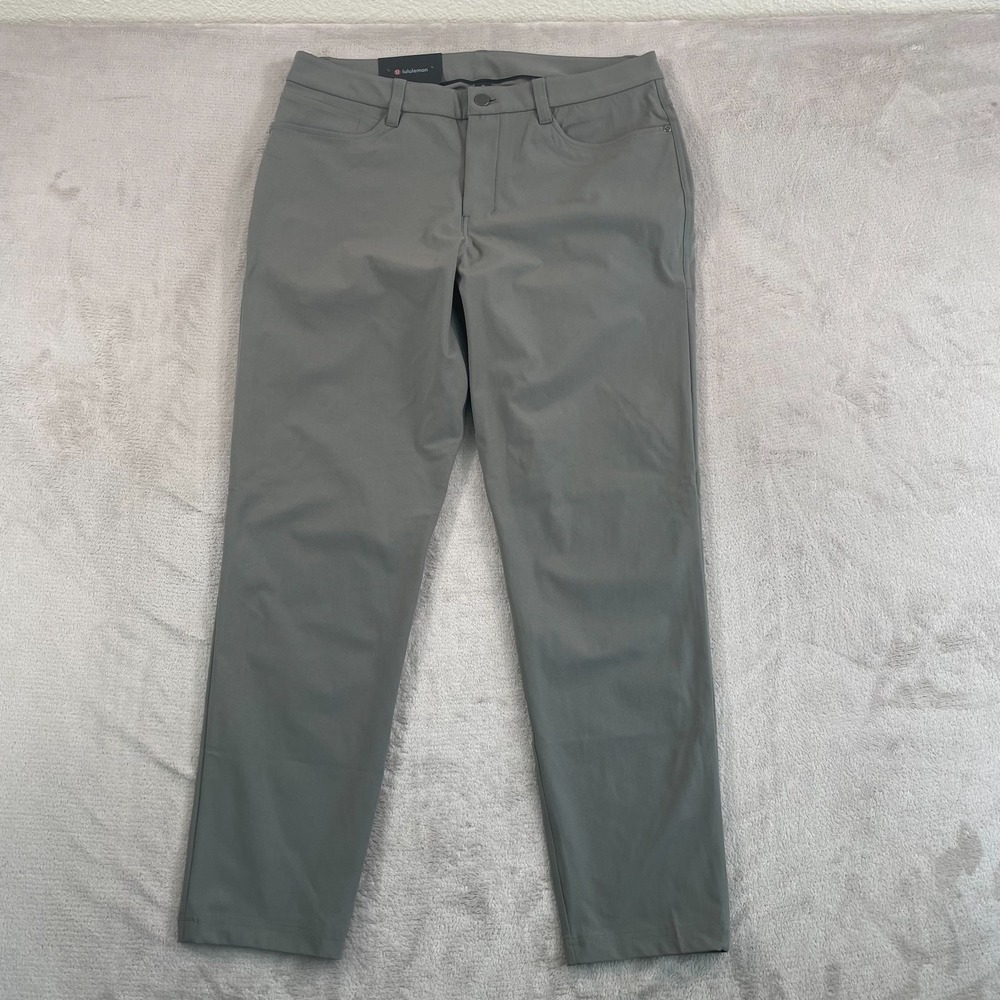 Lululemon ABC 5 Pocket Slim-Fit Pants Men 33x29 Grey Stretch Warpstreme NWT $138